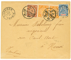 "LUNGCHOW" : 1901 INDOCHINA 15c Canc. LANGSON TONKIN + CHINA 1c(x2) + 4c Canc. LUNGCHOW On Envelope To HANOI (TONKIN). 1 - Other & Unclassified