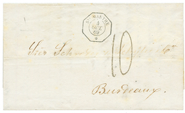 COLOMBIA : 1869 French Consular Cds STE MARTHE + "10" Tax Marking On Entire Letter To FRANCE. Vvf. - Colombia