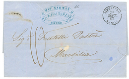 FORWARDING Agent : 1857 ALEXANDRIE EGYPTE + MAT.NAHMAN.F. ROBINO/CAIRO In Blue + "10" Tax Marking On Entire Letter From  - Autres & Non Classés