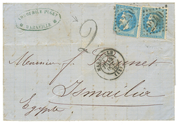 1870 FRANCE 20c (x2) On Cover From MARSEILLE To ISMAILA (EGYPT). Recto, "2" Egyptian Tax Cachet. One Stamp With Fault. S - Other & Unclassified