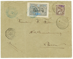 1902 MIXT OBOCK 25c Canc. DJIBOUTI + ETHIOPIA 4g Canc. ADIS ABEBA On Envelope To SWITZERLAND. Rare Mixed Franking With S - Ethiopia