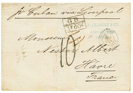 1866 GB/1F60 + "8" Tax Marking Erased + "10" Tax Marking On Cover Fgrom PORT AU PRINCE To FRANCE. Vf. - Haïti