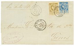 1885 7c Unperf. + 3c Perf. Canc. JACMEL HAITI On Entire Letter To GENES (ITALY). Vvf. - Haïti