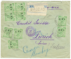 IRAK : 1918 INDIA I.E.F 1/2a (x9) Canc. BAGDAD + CENSOR On Registered Cover To SWITZERLAND. Vf. - Iraq