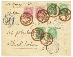 JAPAN To SWEDEN : 1898 1s (x4) + 3s (x2) + LIGNE N PAQ FR N°7 On Envelope To STOCKHOLM (SWEDEN). Vvf. - Other & Unclassified