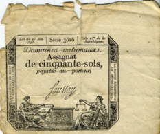 ASSIGNAT 50 Sols Série 3816 Loi Du 23 Mai 1793 Pli - Assignats