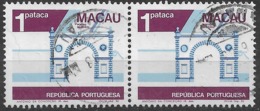 Macau Macao – 1982 Public Building And Monuments 1 Pataca Pair Of Used Stamps - Usados