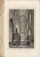 LUBECK INTERIEUR DE L'EGLISE S.TE MARIE 1835 INCISIONE DI LEMAITRE - Estampes & Gravures