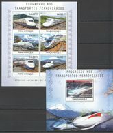 BC1140 2010 MOZAMBIQUE TRAINS PROGRESS IN OUR RAILWAY TRANSPORTATION BL+KB MNH - Trenes