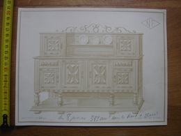 Planche Estampe MEUBLE MOBEL FURNITURE MOBILI Buffet NF Prix En Anciens Francs - Autres Plans