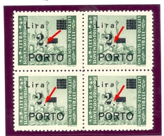 Italy, Yugoslavia - PS No. 9, Block Of 4, Up Type Ia And Down Type Ib, Error Of Overprint DO9x-98, Novakovic, MNH - Joegoslavische Bez.: Slovenische Kusten