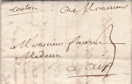 Lettre Marque Manuscrite TOULON Var 13/12/1747 à Aix Bouches Du Rhône Beau Scellé Ferme Des Ruelles - 1701-1800: Voorlopers XVIII