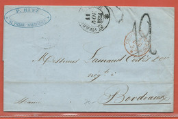 MARTINIQUE LETTRE DE 1854 DE SAINT PIERRE POUR BORDEAUX FRANCE - Covers & Documents