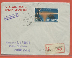 REUNION LETTRE RECOMMANDEE DE 1948 DE SAINT DENIS POUR PANTIN FRANCE - Briefe U. Dokumente