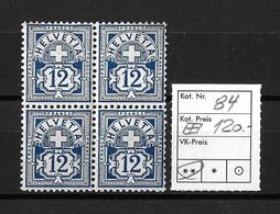 1906 ZIFFERMUSTER → Faserpapier Mit Wasserzeichen   ►SBK-84** Viererblock◄ - Unused Stamps