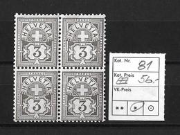 1906 ZIFFERMUSTER → Faserpapier Mit Wasserzeichen   ►SBK-81* Viererblock◄ - Unused Stamps