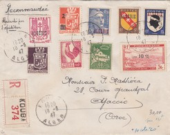 LETTRE. ALGERIE. 1947. RECOMMANDE KOUBA POUR AJACCIO  / 2 - Briefe U. Dokumente