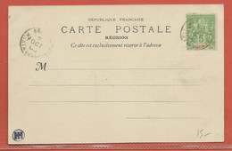 REUNION CARTE POSTALE AFFRANCHIE DE 1900 DE POINTE DES GALETS - Storia Postale