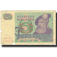 Billet, Suède, 5 Kronor, 1965-1981, KM:51d, B - Suède