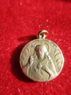 Mini-Médaille Religieuse Ancienne/Coeur Du Christ/Vierge à L'Enfant /OR 10 K /Mi- XXéme    CAN823 - Religion &  Esoterik