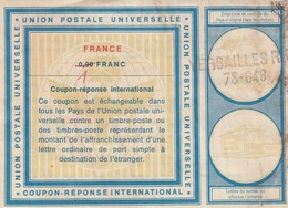 COUPON-REPONSE INTERNATIONAL. UPU. FRANCE. 0,90 FRANC RECTIFIE 1 FRANC. VERSAILLES RP  78-646     / 2 - Buoni Risposte