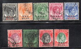 Q190 - BMA STRAITS SETTLEMENTS MALACCA 1945 , Nove Valori Usati (2380A) - Malaya (British Military Administration)