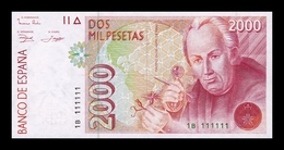 España Spain 2000 Pesetas 1992 Pick 162 Capicua Radar 111111 SC UNC - [ 4] 1975-…: Juan Carlos I.