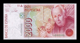 España Spain 2000 Pesetas 1992 Pick 162 Capicua Radar 3333333 SC UNC - [ 4] 1975-… : Juan Carlos I