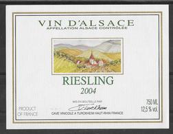 ALSACE - Riesling 2004 - Cave Vinicole De Turckheim (état Neuf) - Riesling