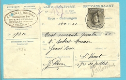 170 Op Carte-recepisse (ontvangkaart) - 1919-1920 Roi Casqué
