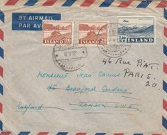 LETTRE ISLAND. 12 5 52. REYKJAWIK POUR LONDON PUIS LA FRANCE / 3 - Storia Postale