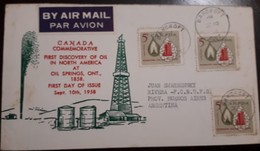 O)1958 CANADA, OIL INDUSTRY - ENERGY - KEROSENE LAMP AND REFINERY SC 381, DISCOVEDRY OF OIL IN NORTH AMERICA, FDC USED T - 1952-1960