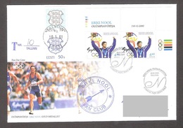 Estonia 2001 Corner Stamp+Label FDC Olympic Champion Erki Nool, Sydney 2000 Mi 390 REGISTERED - Eté 2000: Sydney - Paralympic