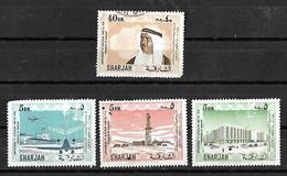 U A E Sharjah Postal Used Stamps 1970 Value 40 Dh, 5Dh,5Dh, 5Dh Anni Of Accession Used - Sharjah