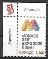 Monaco 2020 - Yv N° 3224 ** - Expo Dubaï - Neufs