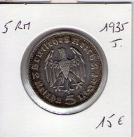 Allemagne. 5 Reichsmark 1935 J - 5 Reichsmark