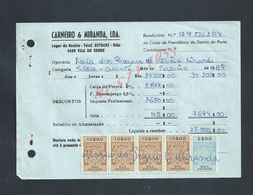 DOCUMENT COMMERCIAL 1989 DE CARNEIRO & MIRANDA GIAO VILA DO CONDE SUR TIMBRES FISCAUX DU PORTUGAL : - Storia Postale