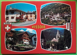 VISSOIE, Valais Suisse, Multivues,  Bar Restaurant,  Chalet, L' Eglise, Blason, Ed Perrochet  TB - Vissoie