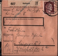 ! 1943 Paketkarte Deutsches Reich, Delitzsch Nach Leipzig, Zusammendrucke - Storia Postale