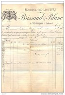 Facture De 1884 Brissaud & Blanc Voiron (Isère) Fabrique De Liqueurs - Facturas