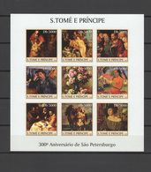 Sao Tome E Principe (St. Thomas & Prince) 2003 Paintings Rembrandt, Gauguin Etc. Sheetlet Imperf. MNH -scarce- - Rembrandt