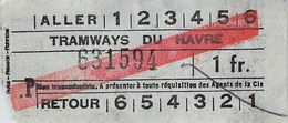 Vieux Papiers  TICKET TRAMWAYS DU HAVRE TRANSPORT  76 NORMANDIE - Europe