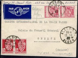 Algérie - 1942 - Affranchissement Paire 165 + 178 Sur Enveloppe D'Alger Pour Le Comité De La + Rouge De Genève - B/TB - - Covers & Documents