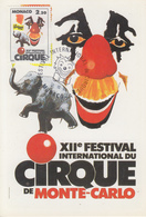 Carte Maximum  1er Jour  MONACO  12éme  FESTIVAL  INTERNATIONAL  Du  CIRQUE    1986 - Cirque