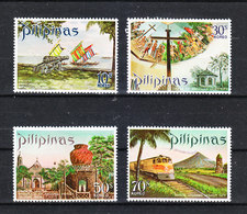 Filippine  - 1971. Treno,vulcano, Vecchio Cannone, Croce Di Magellano,Calambra. Train And Volcano, Old Cannon, Cross MNH - Volcanos