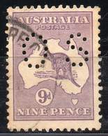 AUSTRALIA 1915-28. The 9d Kangaroo, Die II, Watermark Narrow A + Crown, Perf. OS - Service