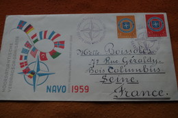 3-1414 Pays Bas To France Bois Colombes 1959 OTAN Navo Flag Drapeau Traité De L'atlanique Nord Nations Unies - NATO