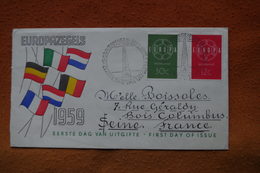 3-1411 Pays Bas To France Bois Colombes 1959 Europa Nerderland Flag Drapeaux Phare Light House - Briefe
