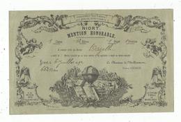 école , MENTION HONORABLE , 1892 ,pensionnat Des Frères Des écoles Chrétiennes , 79,Niort, Frais Fr 1.45 E - Ohne Zuordnung