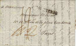 1814- Letter From London To France  " ANGLETERRE " - Back , Mark  FOREIGN / 207 / 1814 - ...-1840 Préphilatélie